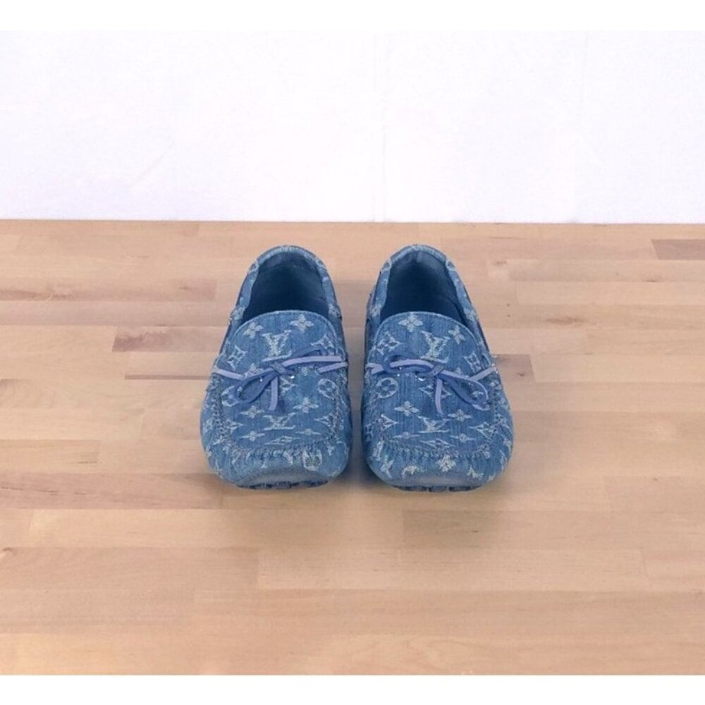 Louis Vuitton Blue Denim Monogram Men's Arizona Moccasins US 10.5